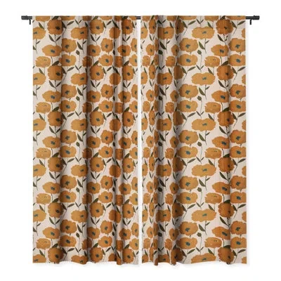Deny Designs Alison Janssen Boho Poppies 1pc Blackout Window Curtain Panel In Orange