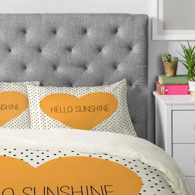 Deny Designs Allyson Johnson Hello Sunshine Heart Pillowcase In White;orange