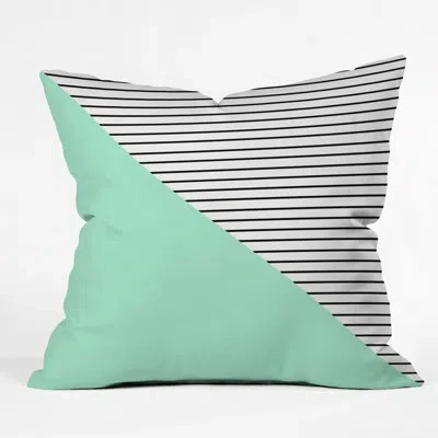 Deny Designs Allyson Johnson Mint And Stripes Indoor/outdoor Throw Pillow