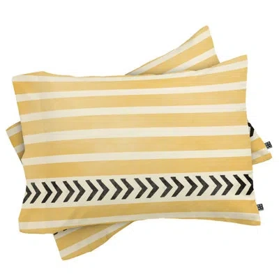 Deny Designs Allyson Johnson Stripes And Arrows Pillowcase In White;yellow