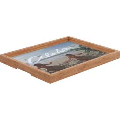 Deny Designs Aloha Girls Ottoman/coffee Table Tray In Brown