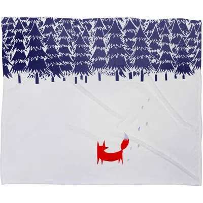 Deny Designs Alone In The Forest Plush Fleece Throw Blanket In Blue