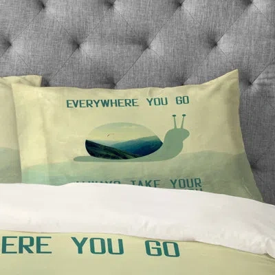 Deny Designs Always Take Your Dreams With You Pillow Case In Green;cream