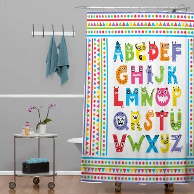 Deny Designs Andi Bird Alphabet Monsters Single Shower Curtain
