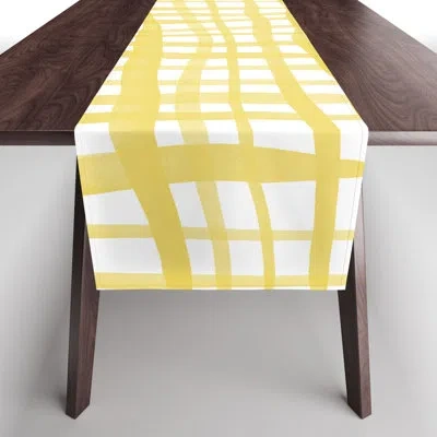Deny Designs Angela Minca Yellow Gingham Doodle Table Runner