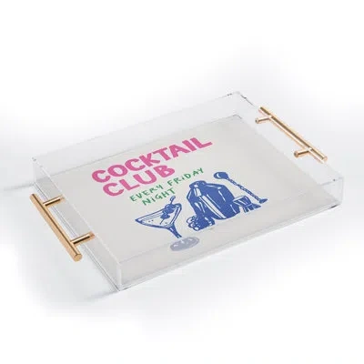 Deny Designs April Lane Art Cocktail Club Acrylic Tray In Cream