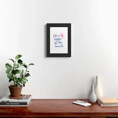 Deny Designs April Lane Art Life Is Better At The Beach Framed Art Print In Black