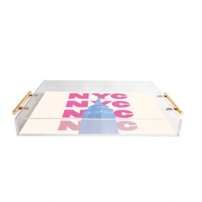 Deny Designs April Lane Art Nyc Empire State Building Acrylic Tray In Cream