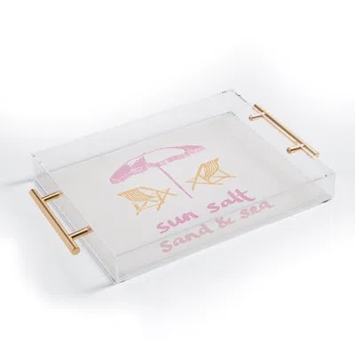Deny Designs April Lane Art Sun Salt Sand Sea Acrylic Tray In Orange