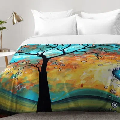 Deny Designs Aqua Burn Comforter Set In Orange,blue