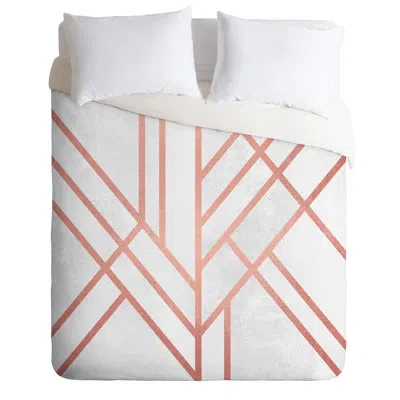 Deny Designs Art Deco Duvet Cover Set In White,pink