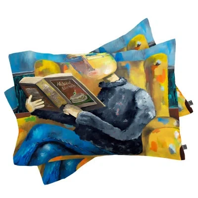 Deny Designs At The End Of The Fork Pillowcase In Blue;gray;yellow