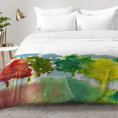 Deny Designs Autumn Days Comforter Set In Green,red,yellow