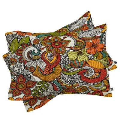 Deny Designs Ava Pillowcase In Green;gray;orange