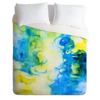Deny Designs Be Inspired By Laura Trevey Lightweight Duvet Cover In Blue,yellow