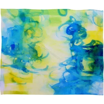 Deny Designs Be Inspired Fleece By Laura Trevey Throw Blanket In Blue;beige
