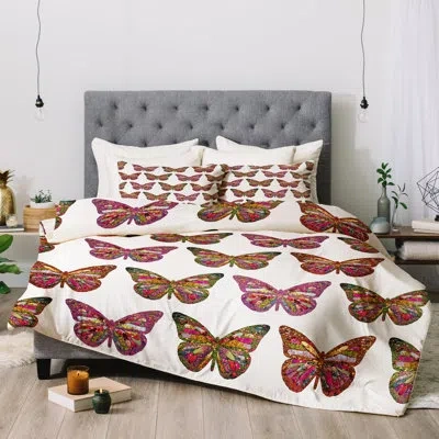 Deny Designs Bianca Butterflies Fly Comforter In White,red