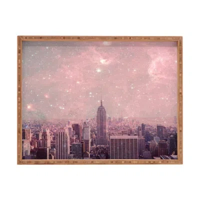 Deny Designs Bianca Stardust Covering New York Ottoman/coffee Table Tray In Pink