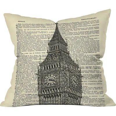 Deny Designs Big Ben On Dictionary Paper Outdoor Throw Pillow