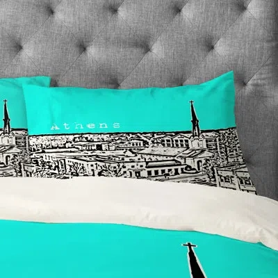 Deny Designs Bird Ave Athens Pillowcase In Aqua