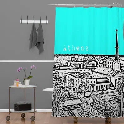 Deny Designs Bird Ave Athens Single Shower Curtain In Aqua
