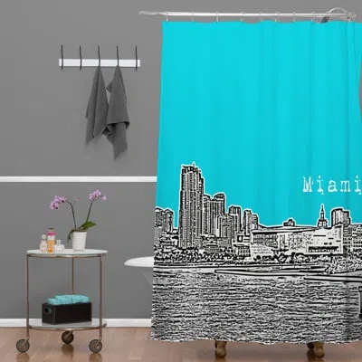Deny Designs Bird Ave Miami Single Shower Curtain In Teal