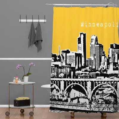 Deny Designs Bird Ave Minneapolis Single Shower Curtain In Yellow