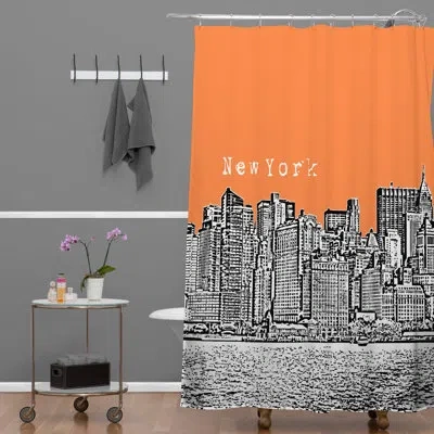 Deny Designs Bird Ave New York Single Shower Curtain In Orange