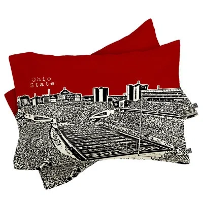 Deny Designs Bird Ave Ohio State Buckeyes Pillowcase In Black;red