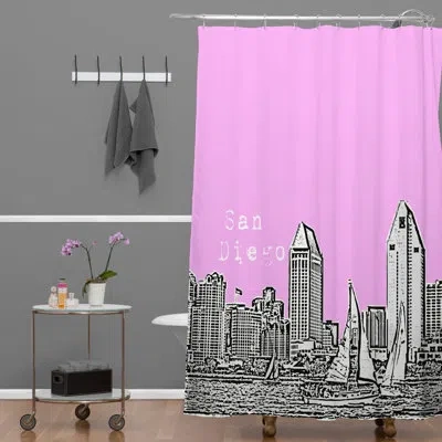Deny Designs Bird Ave San Diego Single Shower Curtain In Pink