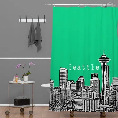 Deny Designs Bird Ave Seattle Single Shower Curtain In Green