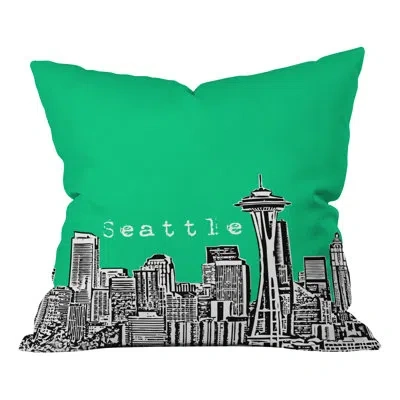 Deny Designs Bird Ave Seattle Throw Pillow In Green