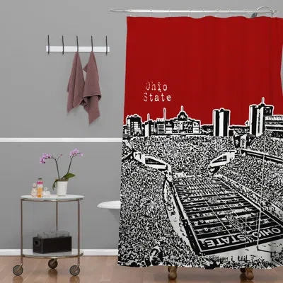 Deny Designs Bird Ave Single Shower Curtain In Black;white;red