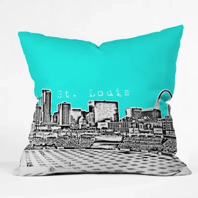 Deny Designs Bird Ave St Louis Throw Pillow In Aqua