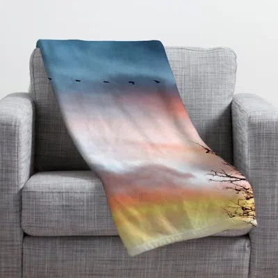Deny Designs Bird Line Throw In Blue;yellow;orange