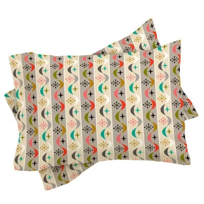 Deny Designs Bird Retro Wave Polyester Envelope Sham In Gray;beige