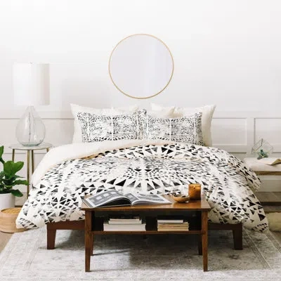 Deny Designs Black/white Microfiber Rustic Duvet Cover Set In Black,white