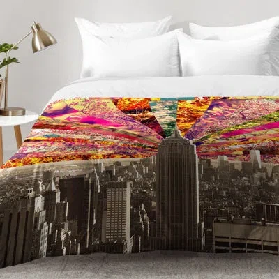 Deny Designs Blooming Ny Comforter Set In Pink,gray
