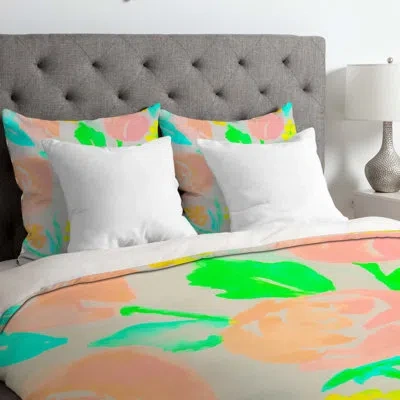Deny Designs Blossom Dearie Duvet Cover In Peach,green