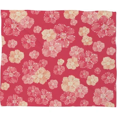 Deny Designs Blossoms On Coral Fleece Throw In Pink
