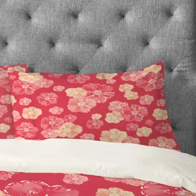 Deny Designs Blossoms On Coral Pillowcase In Pink