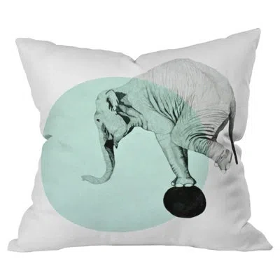 Deny Designs Blue Elephant Outdoor Throw Pillow