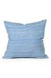Deny Designs Blue Stripes Throw Pillow In White