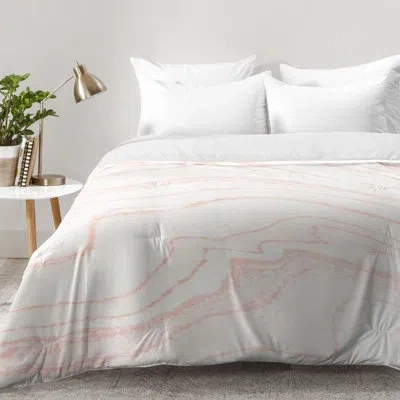 Deny Designs Blush Marble Comforter Set In Pink,off-white