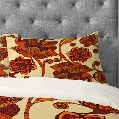 Deny Designs Boho Flowers Pillowcase In Brown;beige
