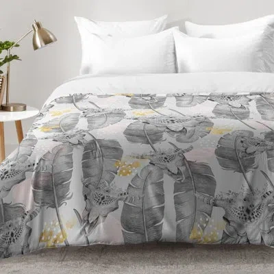 Deny Designs Boho Skull And Feathers Pattern Comforter Set In Gray