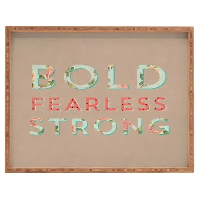 Deny Designs Bold Fearless And Strong Ottoman/coffee Table Tray In Brown