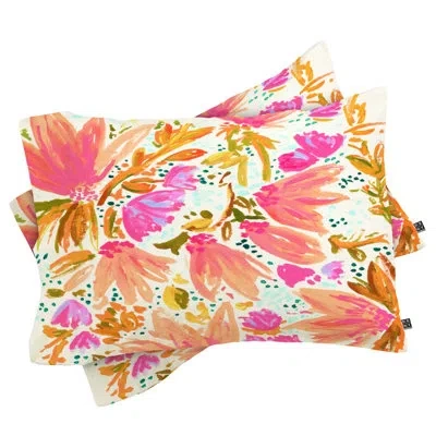 Deny Designs Bouck Blossom Pillowcase In Pink;orange