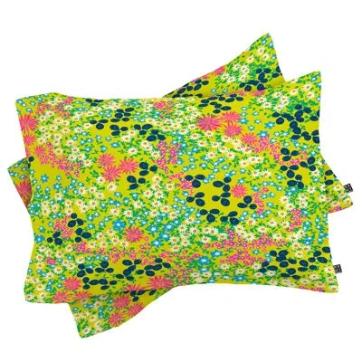 Deny Designs Bouck Flower Bed Pillowcase In Green