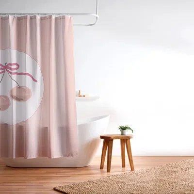 Deny Designs Bow Cherries Shower Curtain In Pink